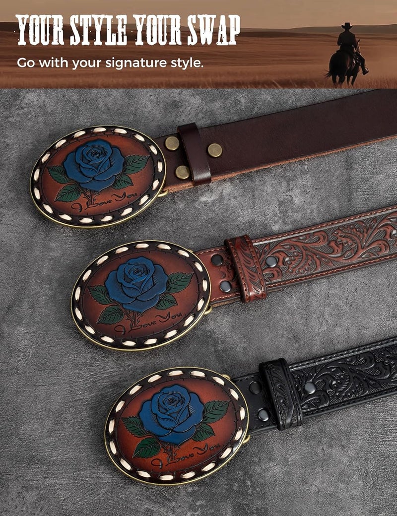 Biybletes Store Western Belt Buckle – 3D Engraved Genuine Leather Cowboy & Cowgirl Belt Buckle Fits 1.5 Inch Belts - Image 4